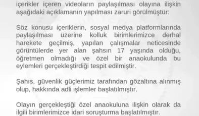 Ağrı’da Anaokulunda Uygunsuz İçerik Skandalı: 17 Yaşındaki Kız Gözaltına Alındı